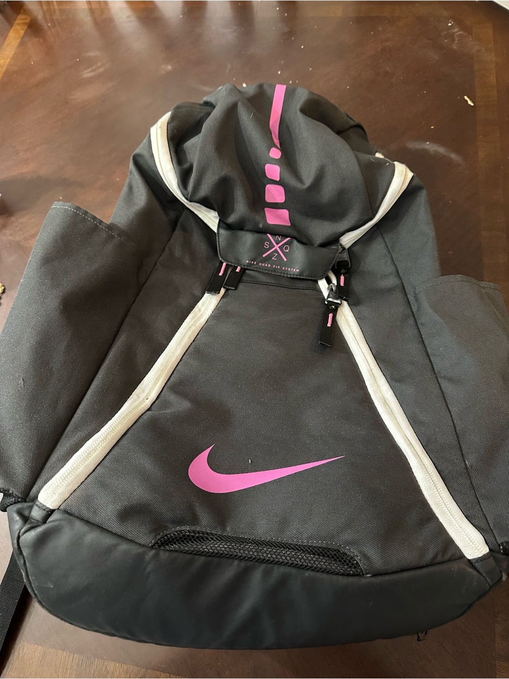 Nike Black Backpack with Pink Logo and Accents